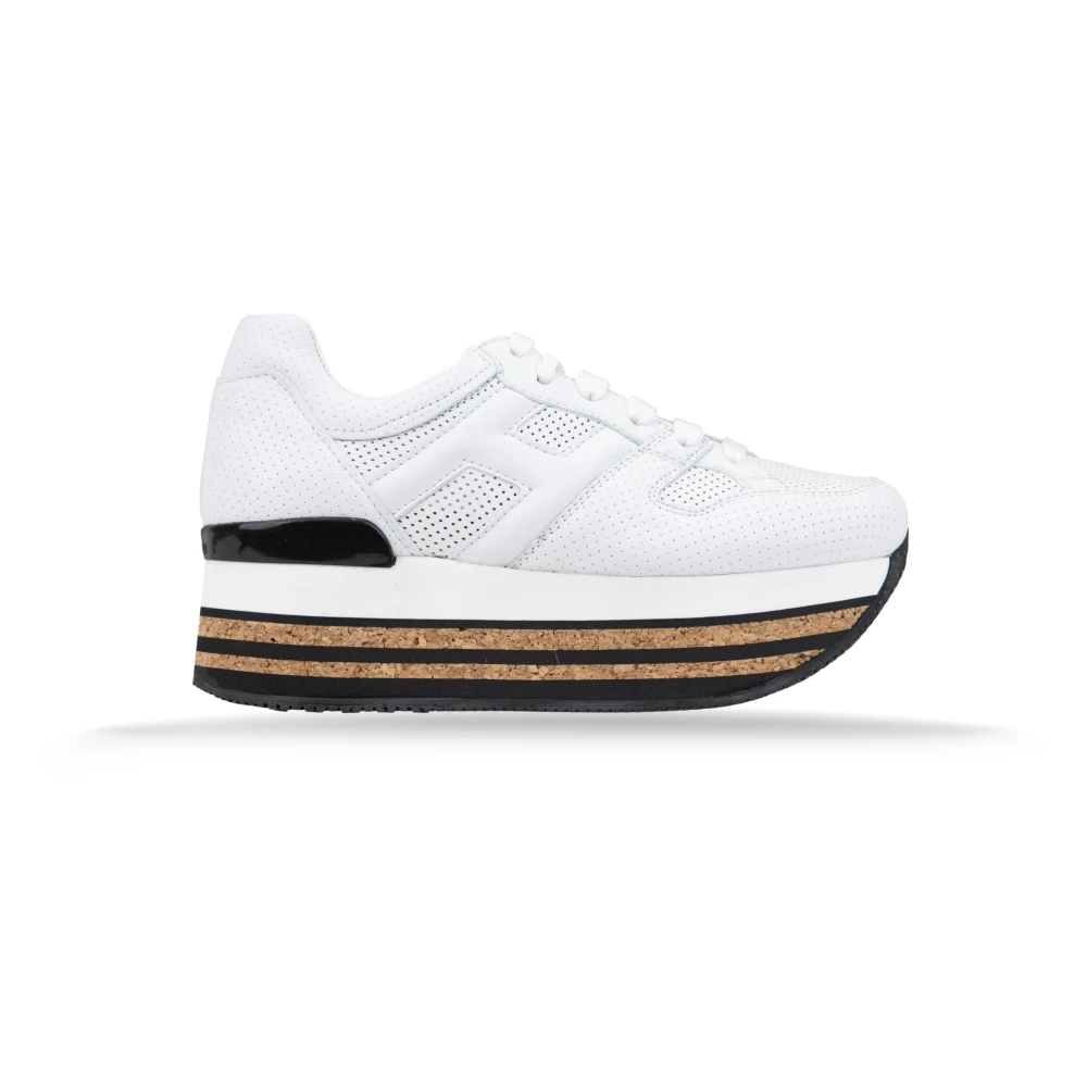 Hogan Leren Sneakers met Suède Hiel Dames Schoenen Wit