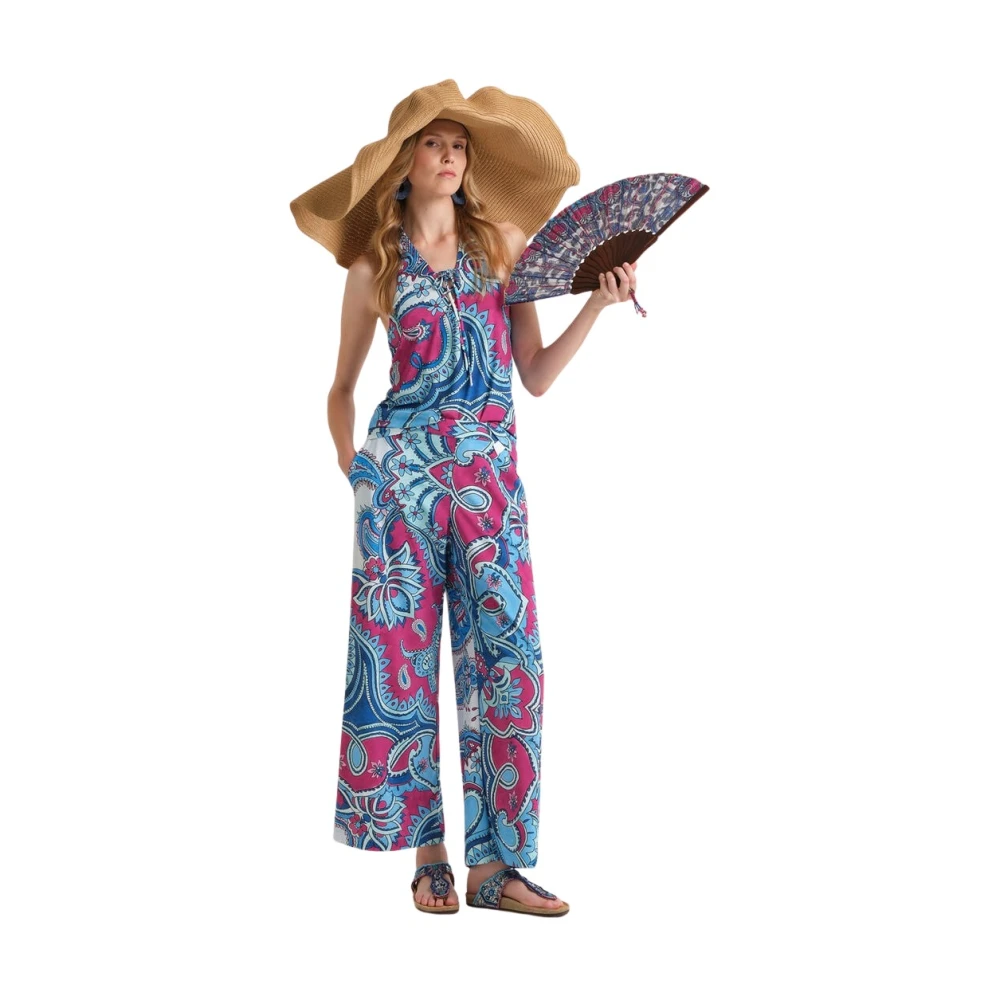 Maliparmi Women's Multicolor Wide Trousers, M, Hippie Lotus Trousers