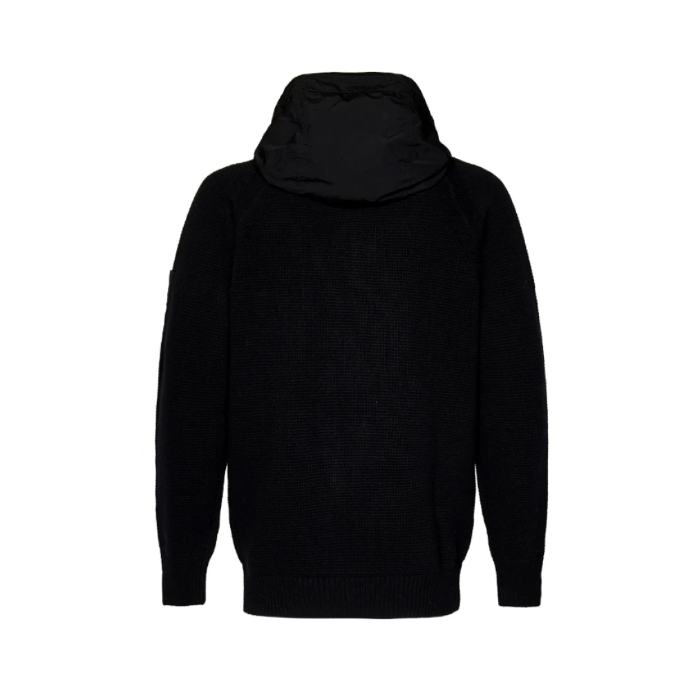 C.P. Company Zwarte Zip-trui met Eco-Chrome Hood Black Heren