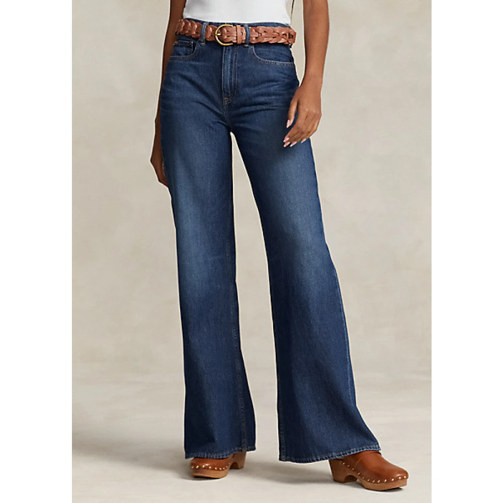 Polo Ralph Lauren Jeans met hoge taille en wijde pijpen Blue Dames
