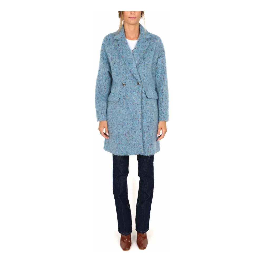 Liu Jo Oversized Blauwe Wollen Jas Blue Dames