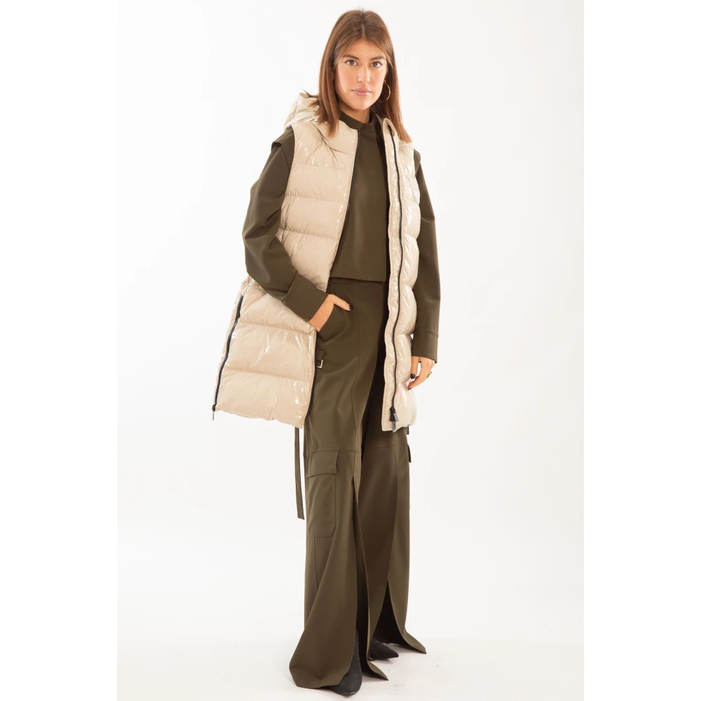 pinko Graffetta Hooded Puffer Vest in Stijl Beige Dames