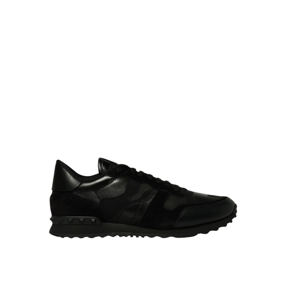 Valentino Garavani Men's Black Leather And Textile Runner Trainers - Sneakers - 11 Uk - Shoes