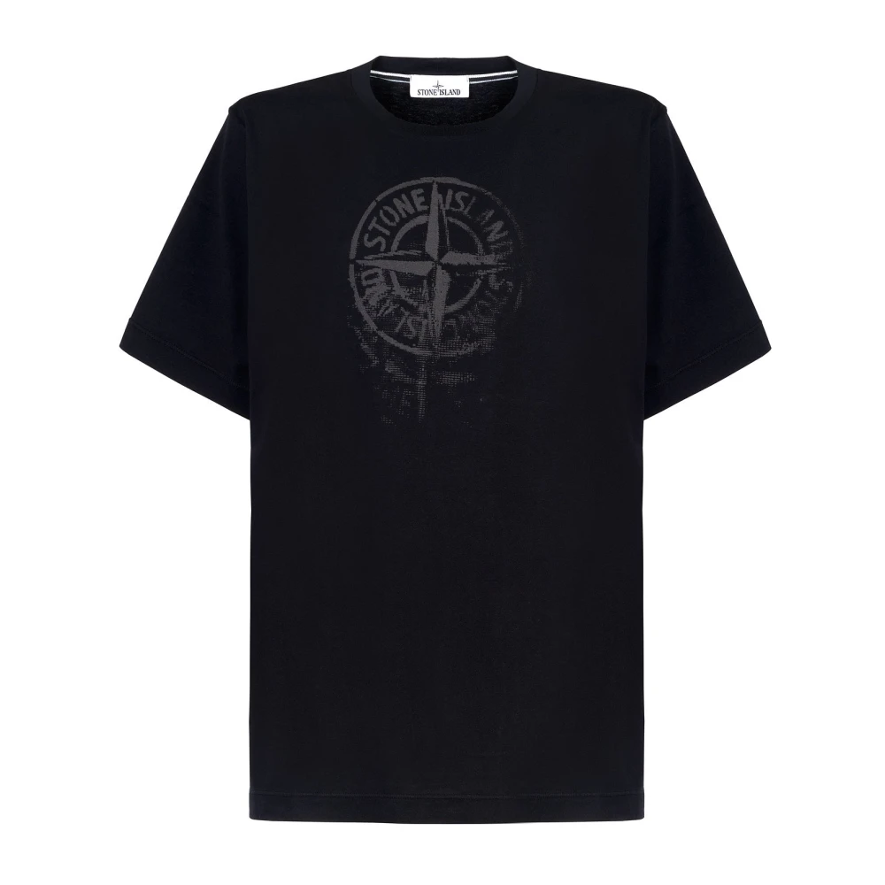 Stone Island T-shirt met logo-opdruk Black Heren