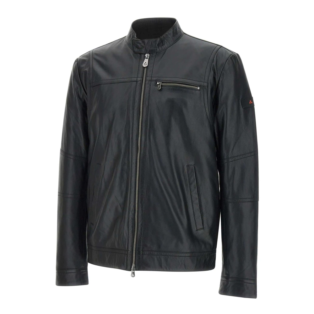 Peuterey Zwarte leren jas Saguaro Fw10 Black Heren