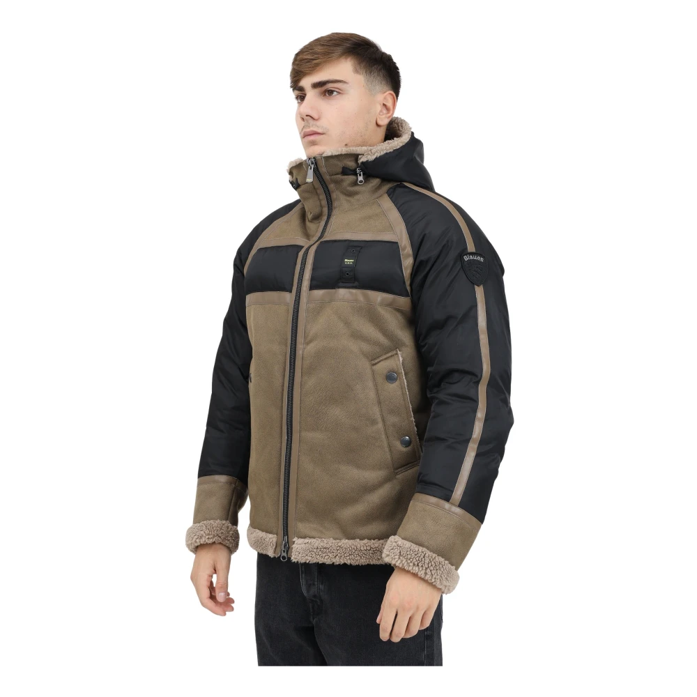 Blauer Moderne Beige en Zwarte Jas Brown Heren