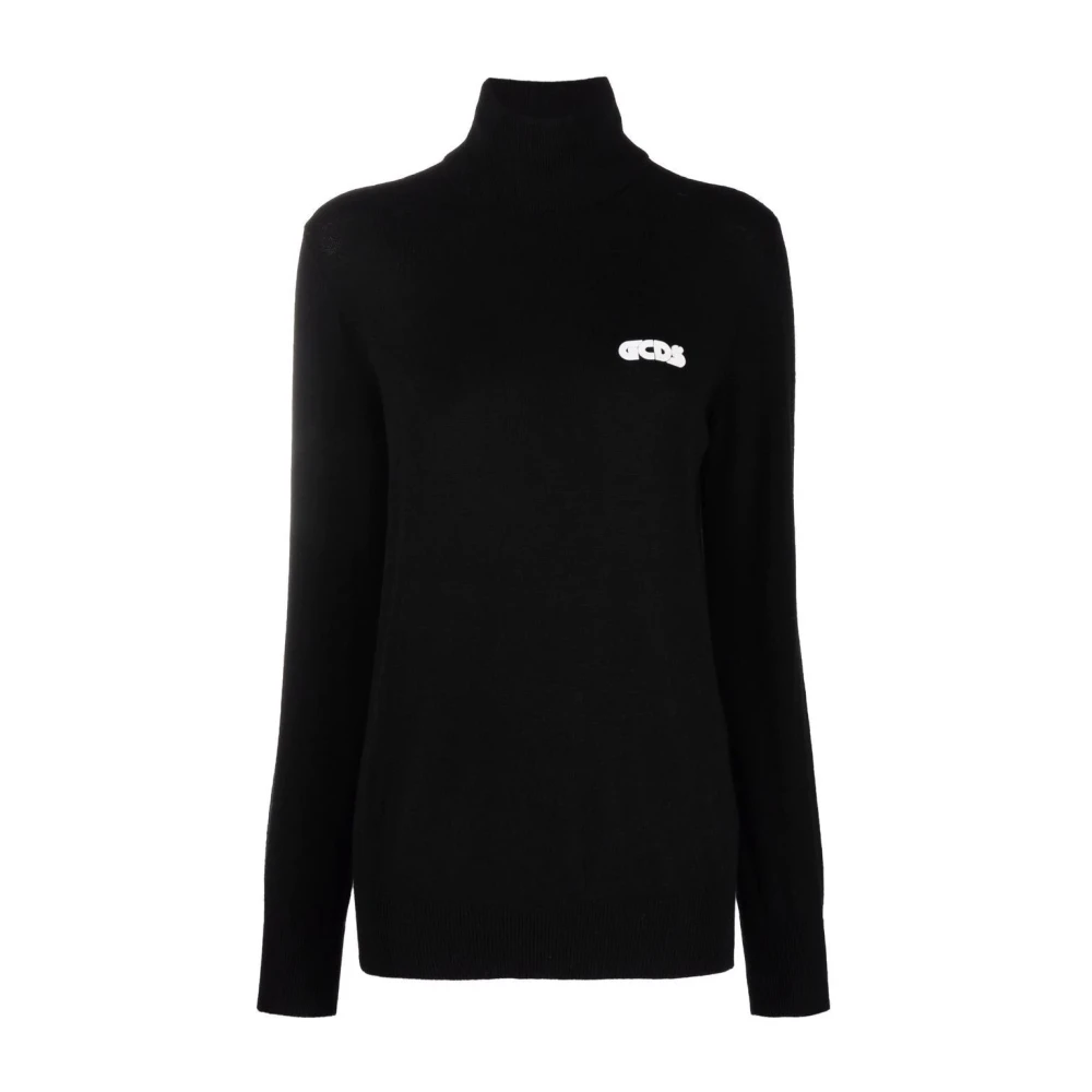 Gcds Women's Black Basic Turtleneck Jumper - Turtlenecks - Xs - Knitwear