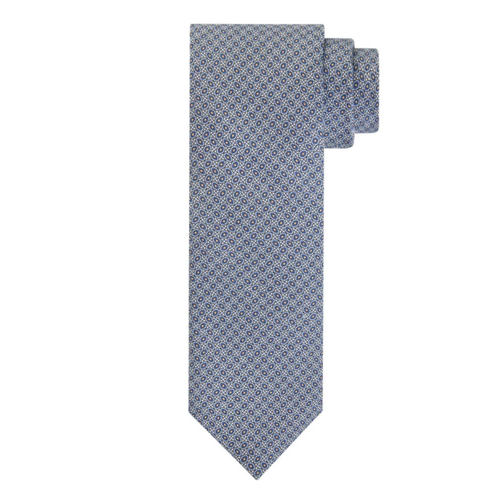 Profuomo Zijden Print Blauwe Stropdas Blue Heren
