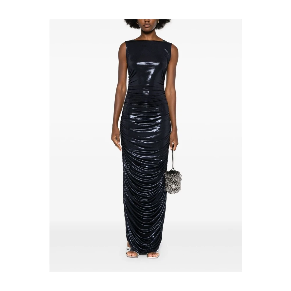 Norma Kamali Navy Blauwe Enkellange Mouwloze Jurk Blue Dames