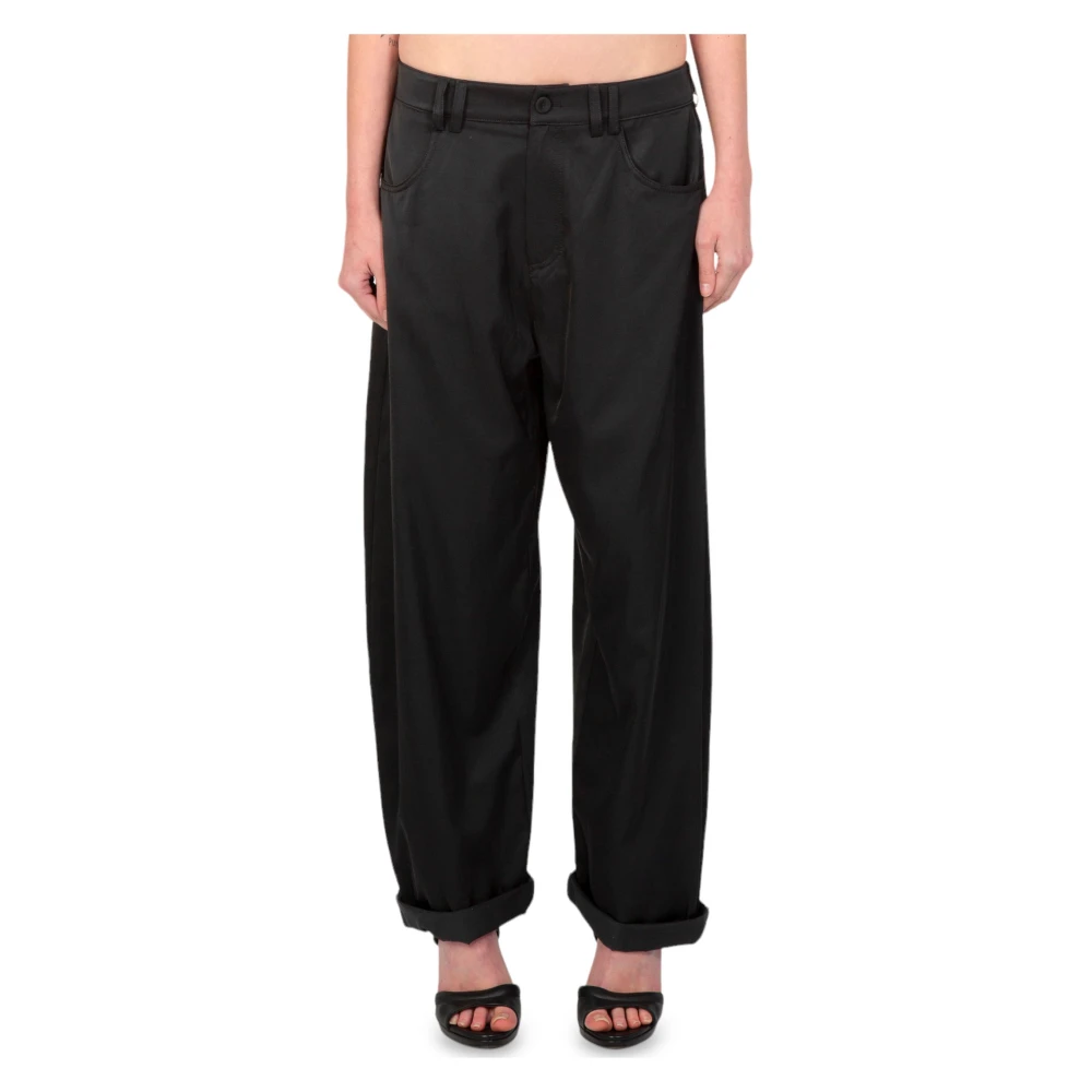 Pinko Satijnen broek in Pollock-stijl Black Dames