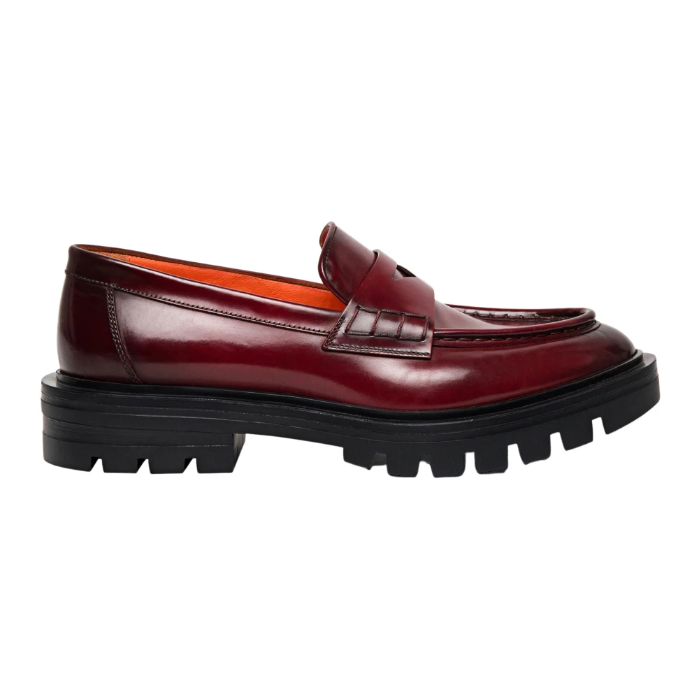 Santoni Modernt läder penny loafers Red,Black, Dam