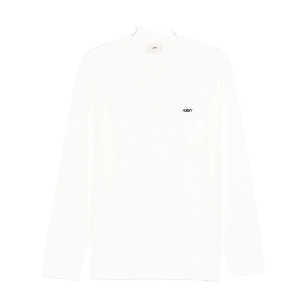 Autry Long-Sleeve Embroidered Logo Tee - Male - Long Sleeve T-Shirts - White - M - Tops