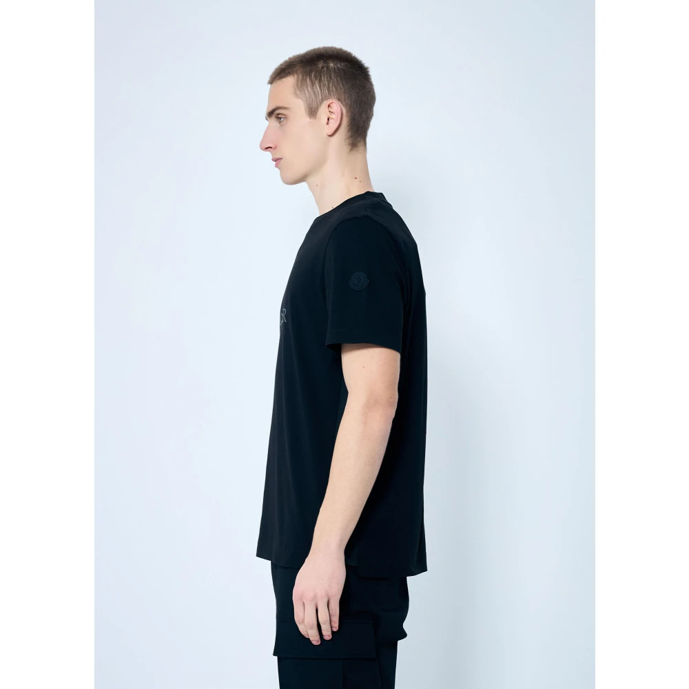 Moncler Katoenen Jersey Logo Applique T-Shirt Black Heren