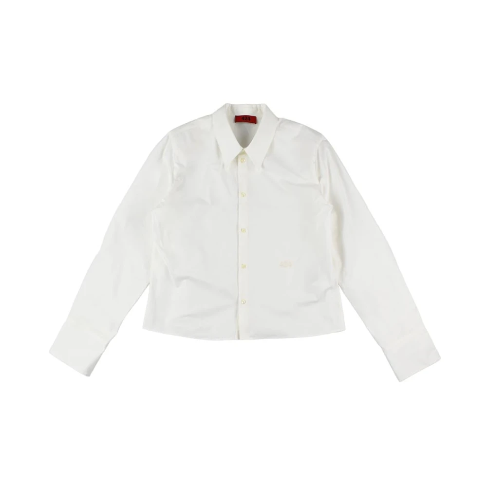 424 Heren Longsleeve Katoenen Overhemd Wit White Heren