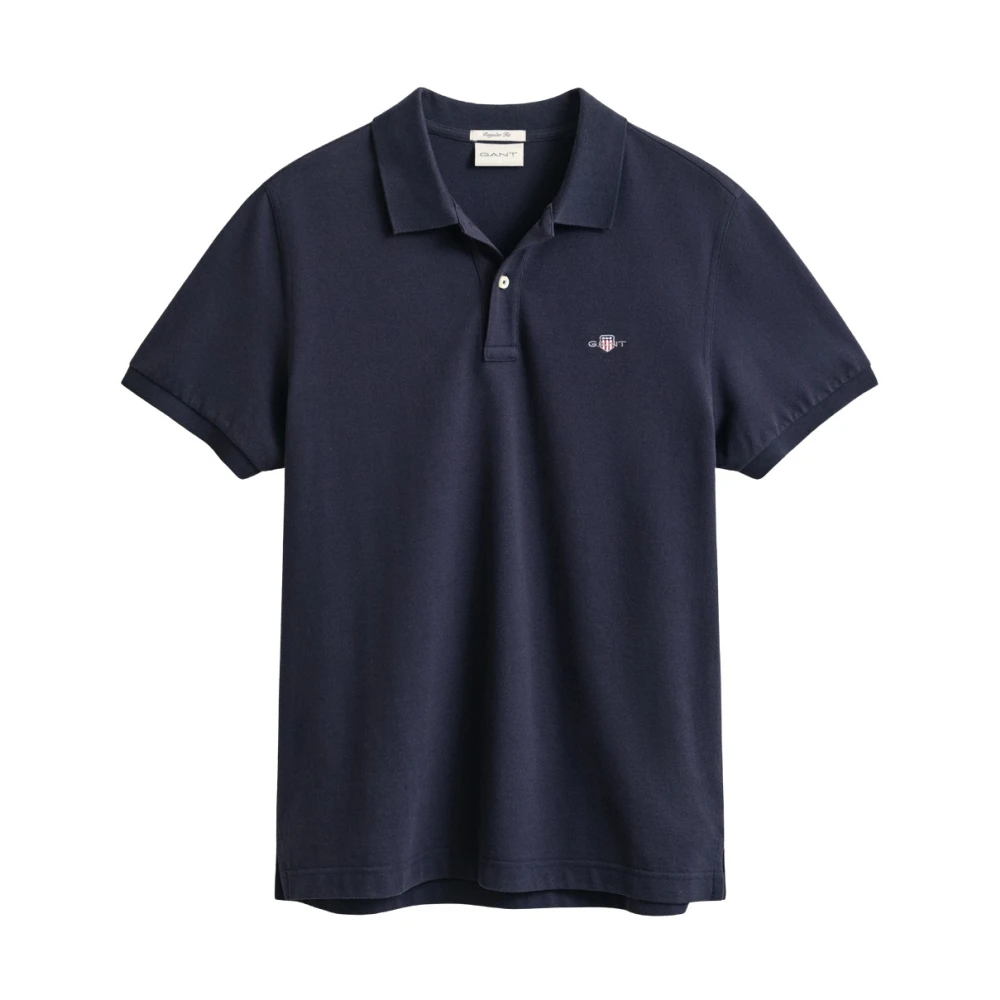 Gant Men's Blue Polo Shirts, L, Shield Piqué Polo