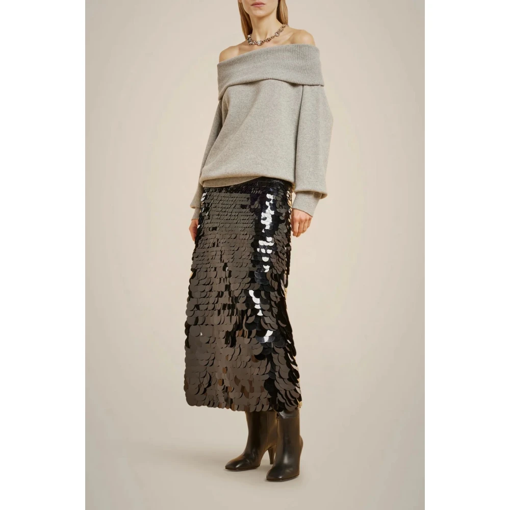 Liviana Conti Kasjmiertrui met Off-Shoulder Design Gray Dames