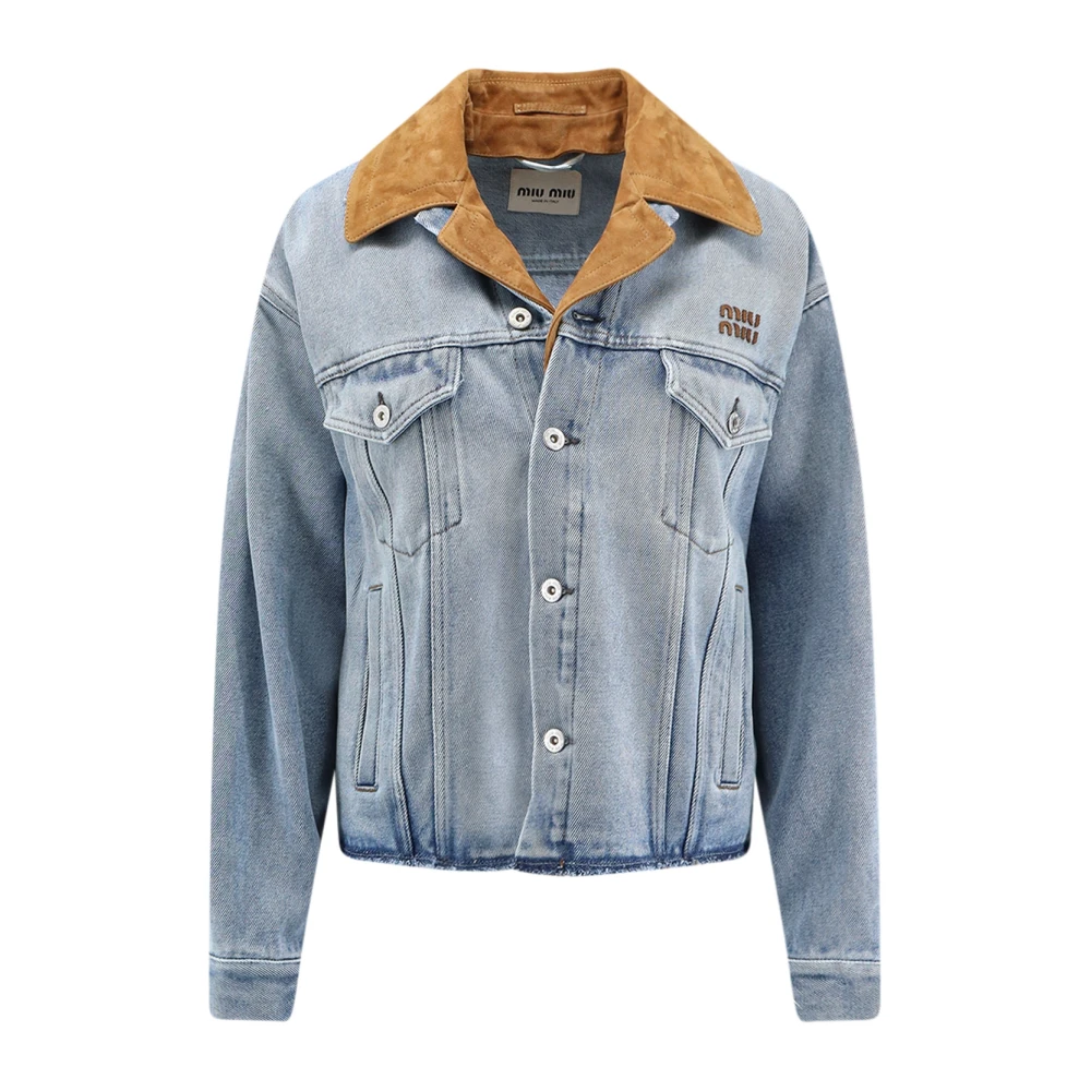 Miu Miu Denim And Leather Blouson Jacket - Image 3