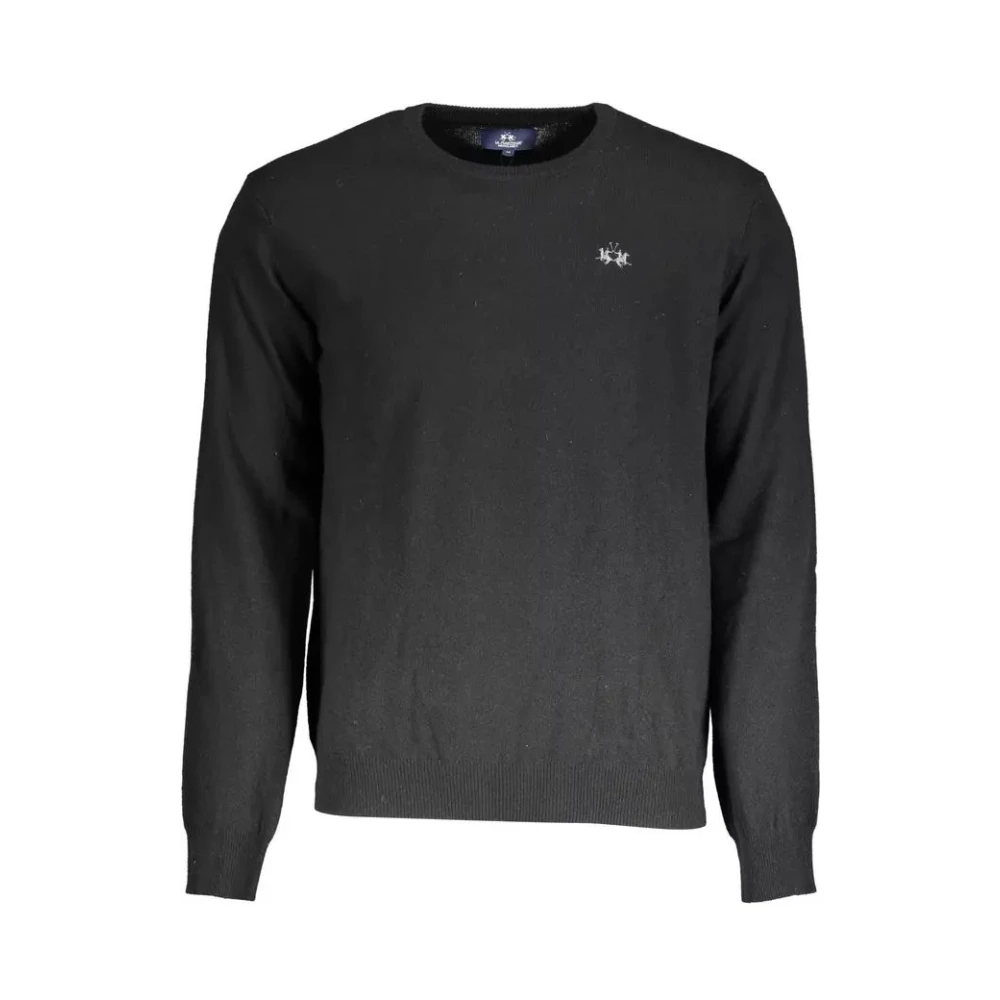 La Martina Men's Black Round-Neck Knitwear, Xl, Elegant Wool Cashmere Jumper