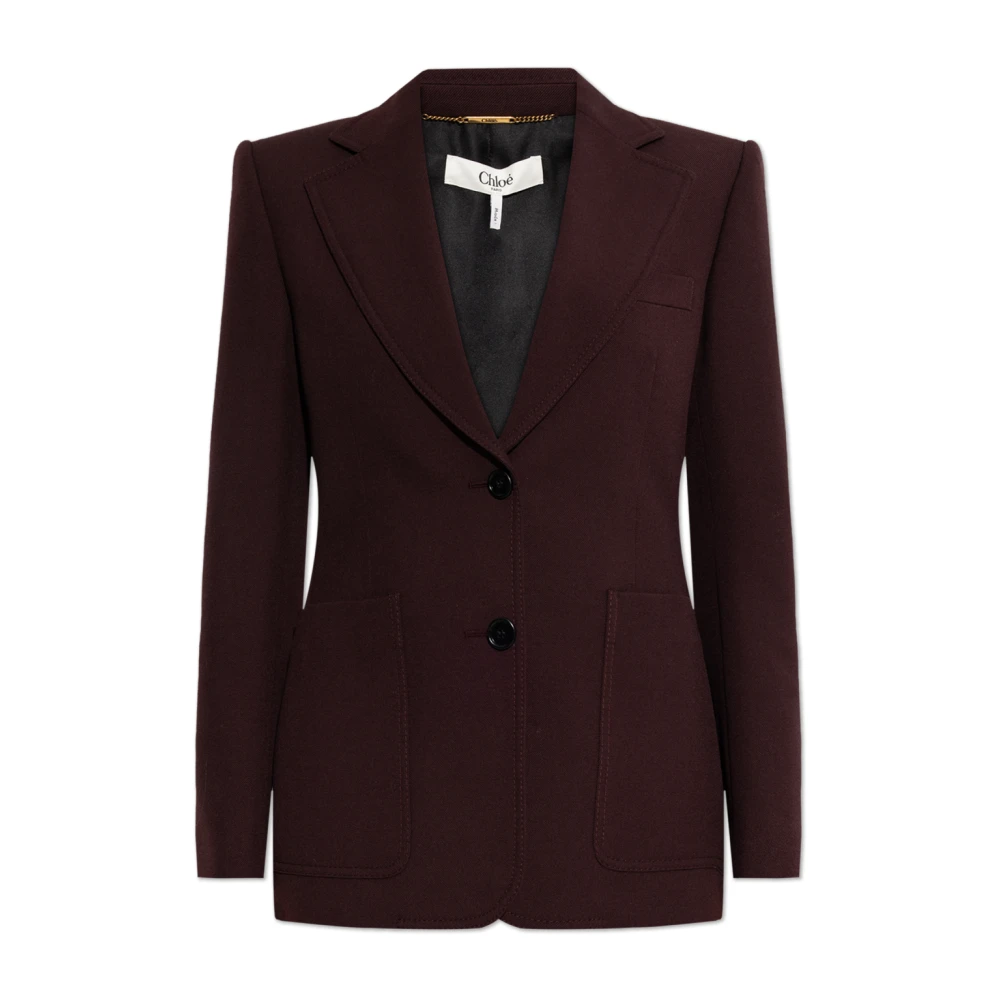 Chloé Red Blazers, Female, S, Tailo Blazer With Shoulder Pads