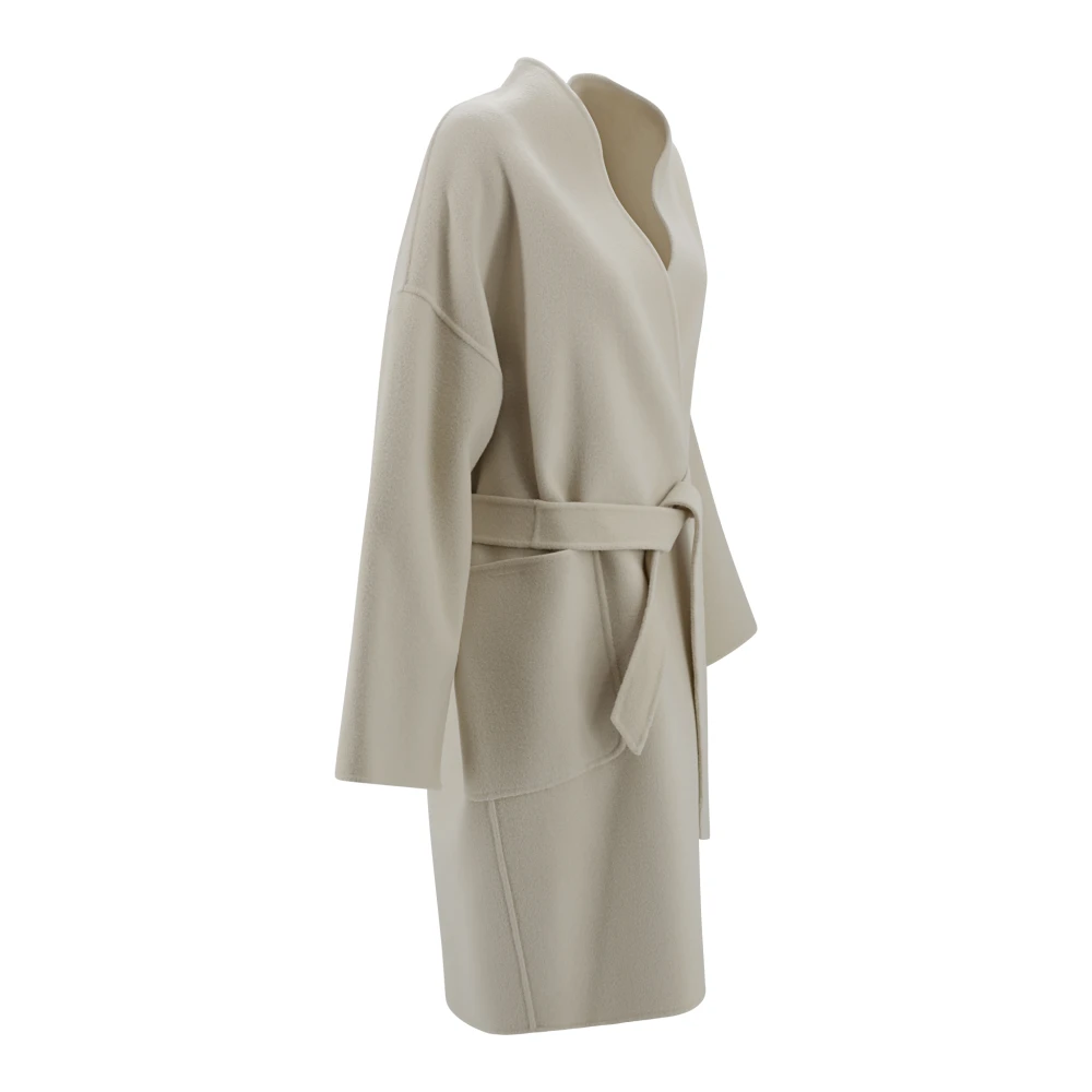 Max Mara Weekend Midi Robejas met shawlkraag Beige Dames