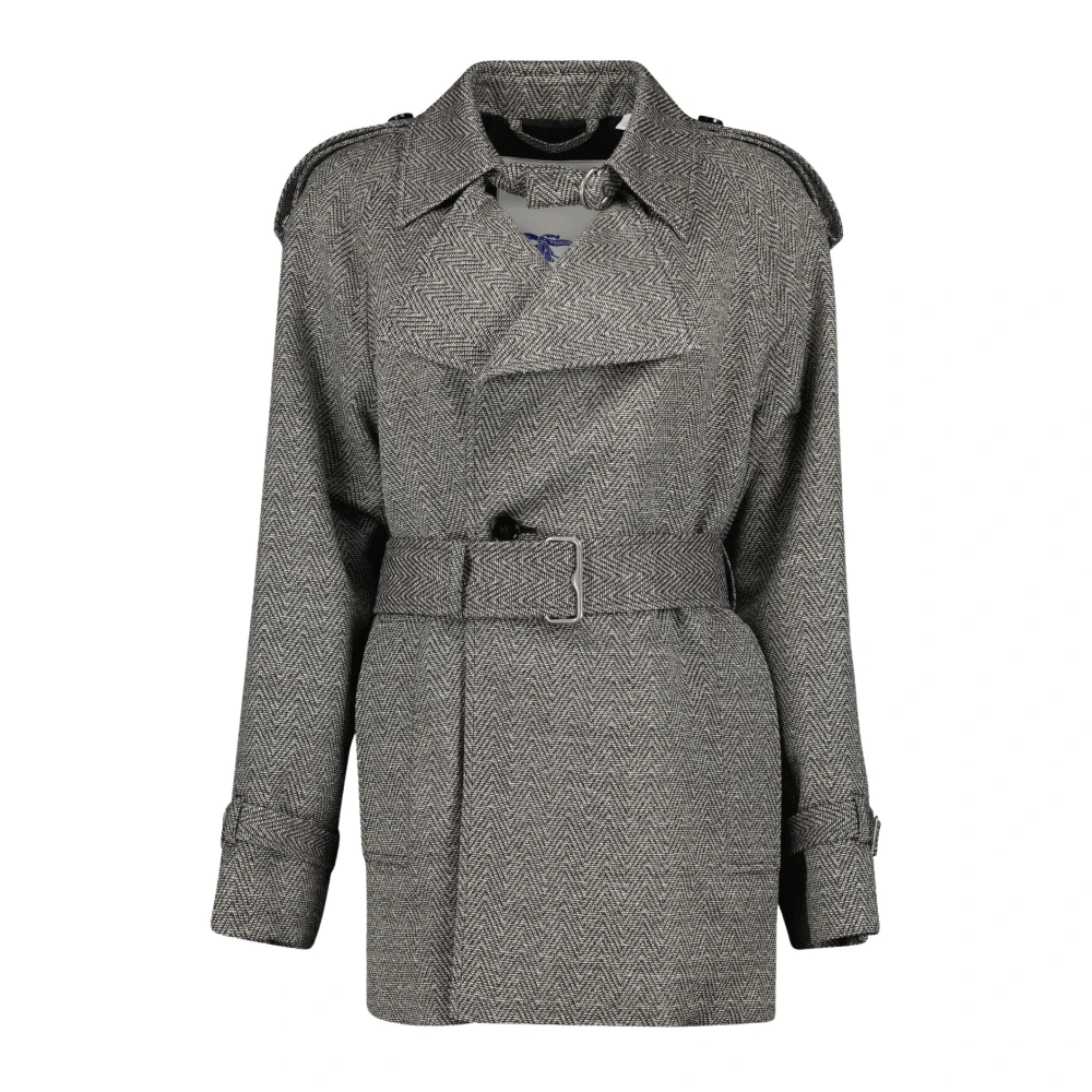 Burberry Wollen en Zijden Trenchcoat Gray Dames