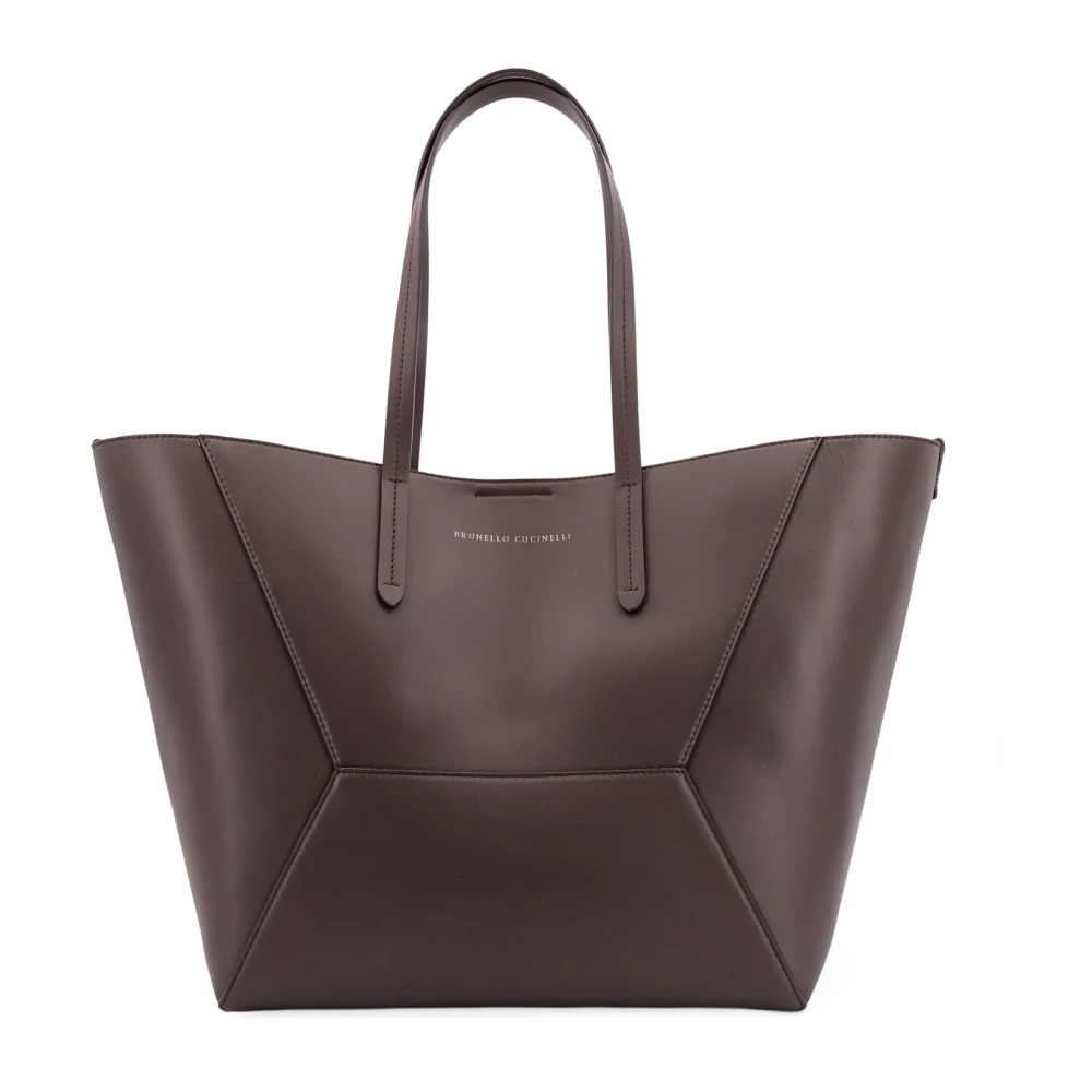 BRUNELLO CUCINELLI Leren schoudertas met iconische juweel Brown Dames