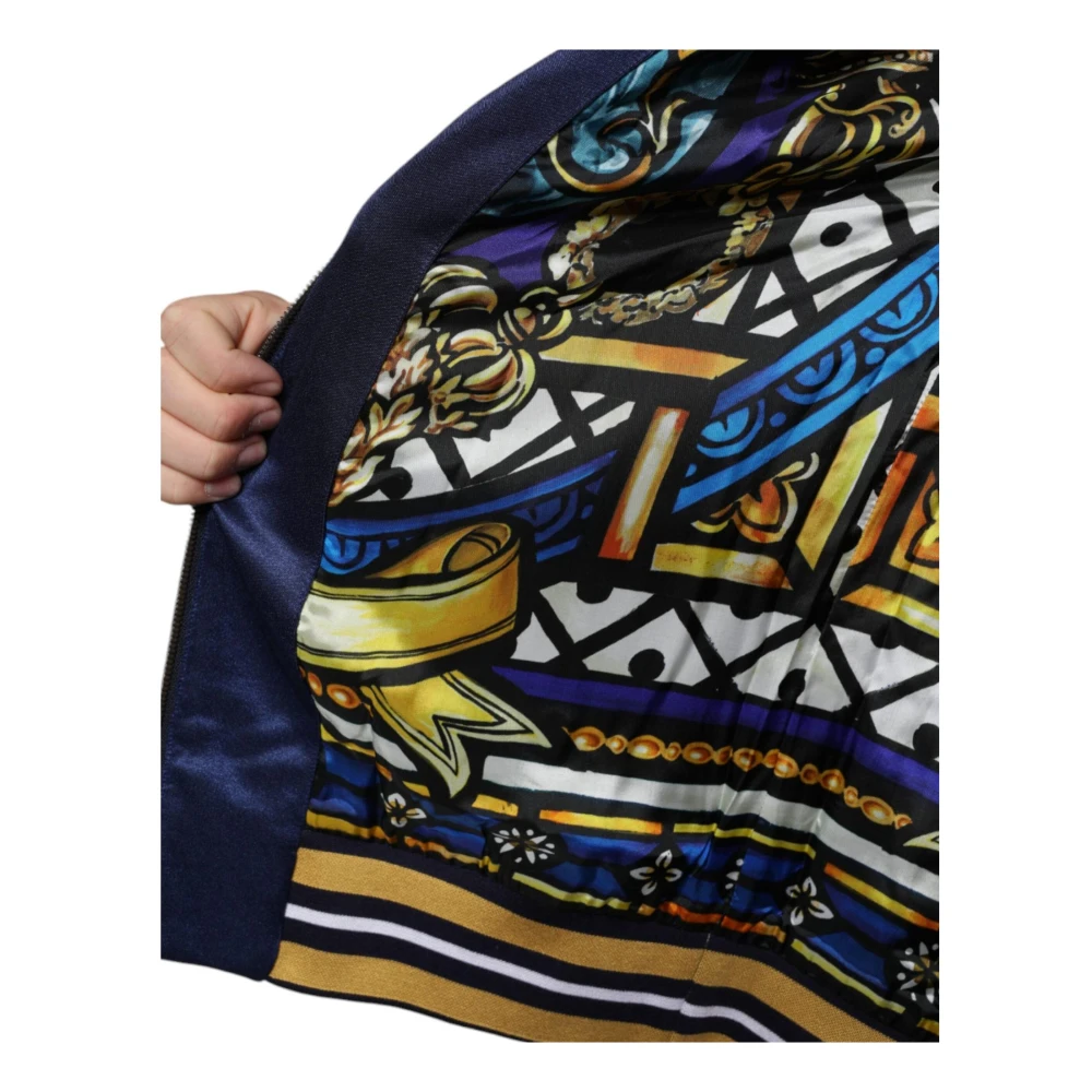 Dolce & Gabbana Heraldic Bij Sweater met Sterpanelen Blue Heren