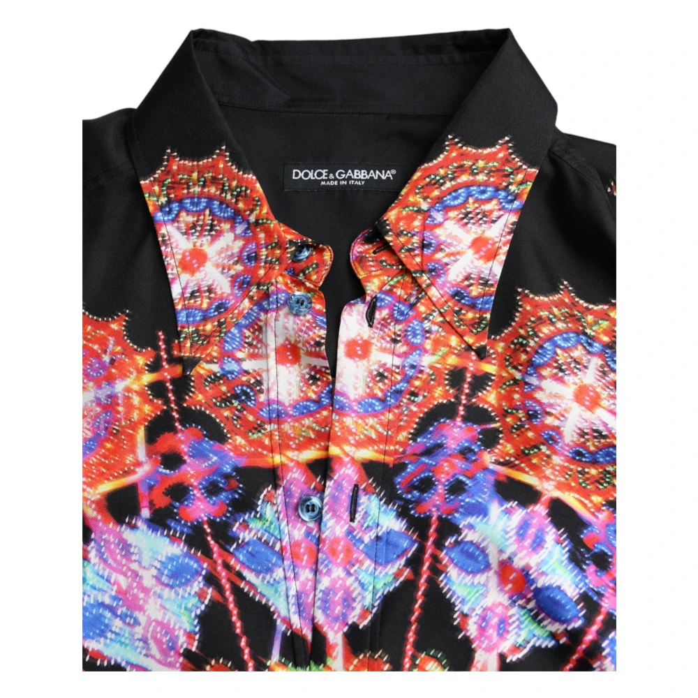 Dolce & Gabbana Multicolor Luminarie Seide Casual Shirt Multicolor Heren
