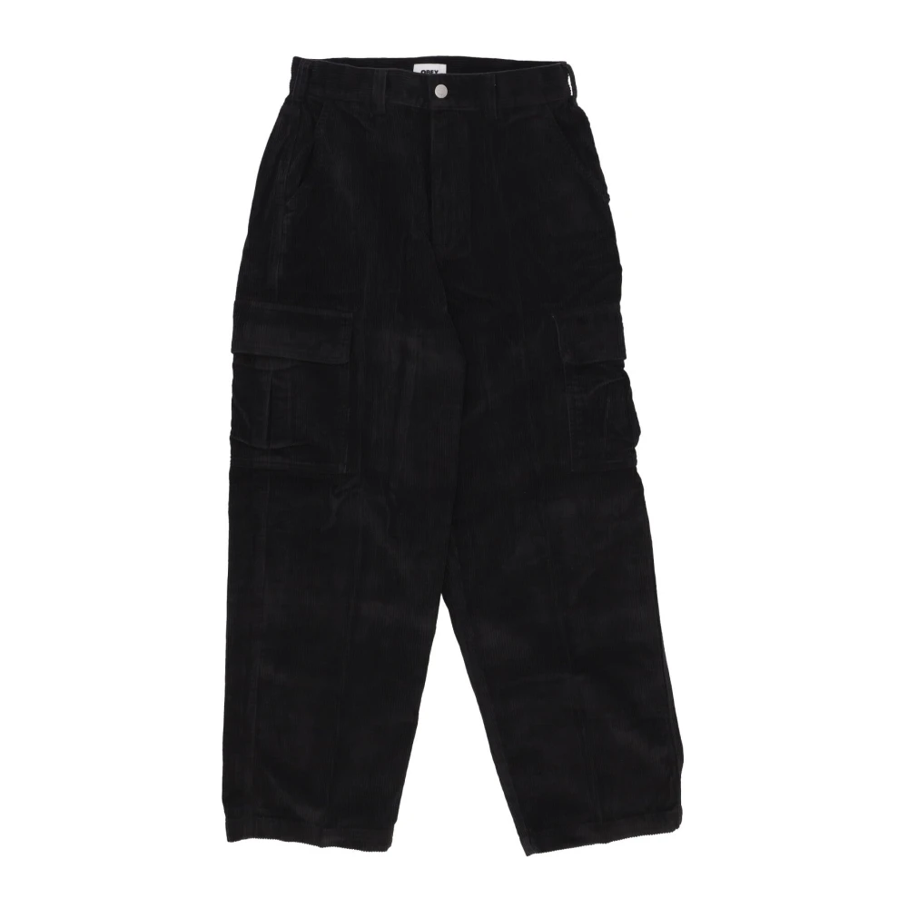 Obey Luxe Corduroy Cargo Broek voor Mannen Black Heren