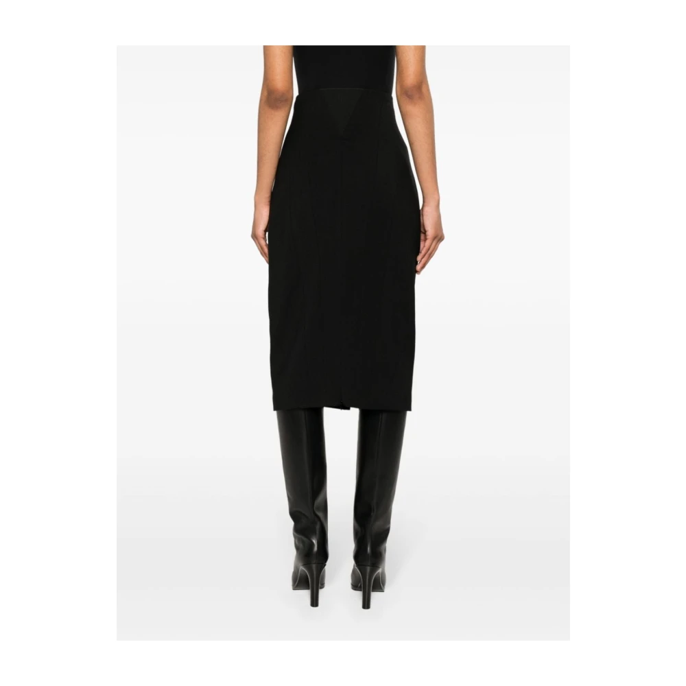 Alaïa Zwarte Stretch Wollen Pencil Rok Black Dames