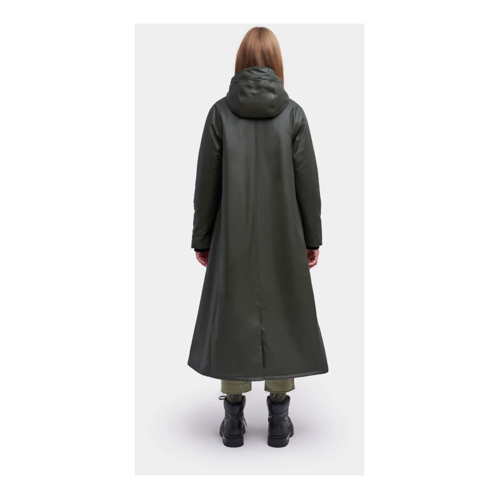 Stutterheim Warme Knielange A-Lijn Regenjas Green Dames