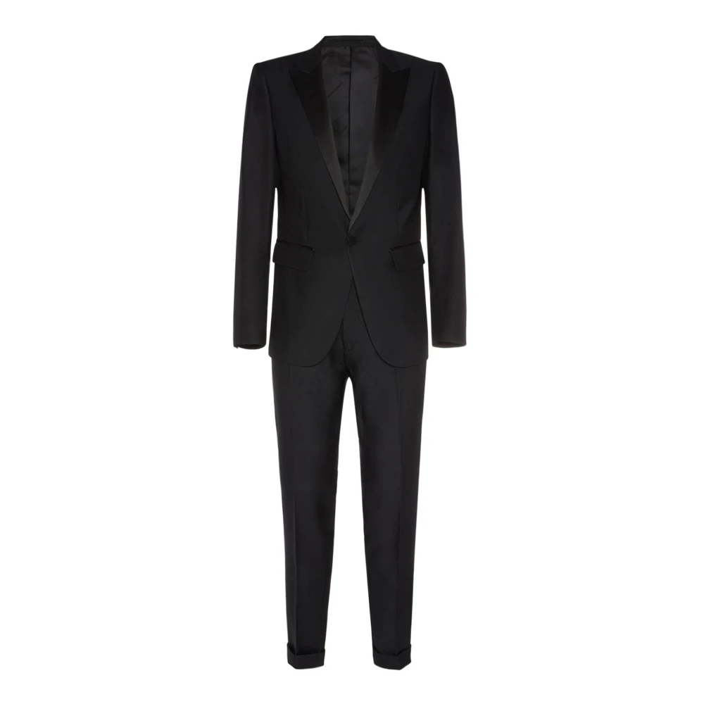 Dsquared2 Black Single Breasted Suits, Male, 3XL, Silk And Wool Evening Dress