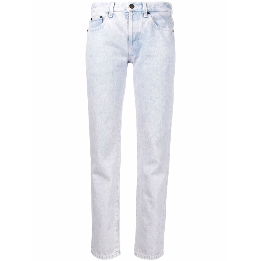 Saint Laurent Gebleekte cropped jeans met stud details Blue Dames