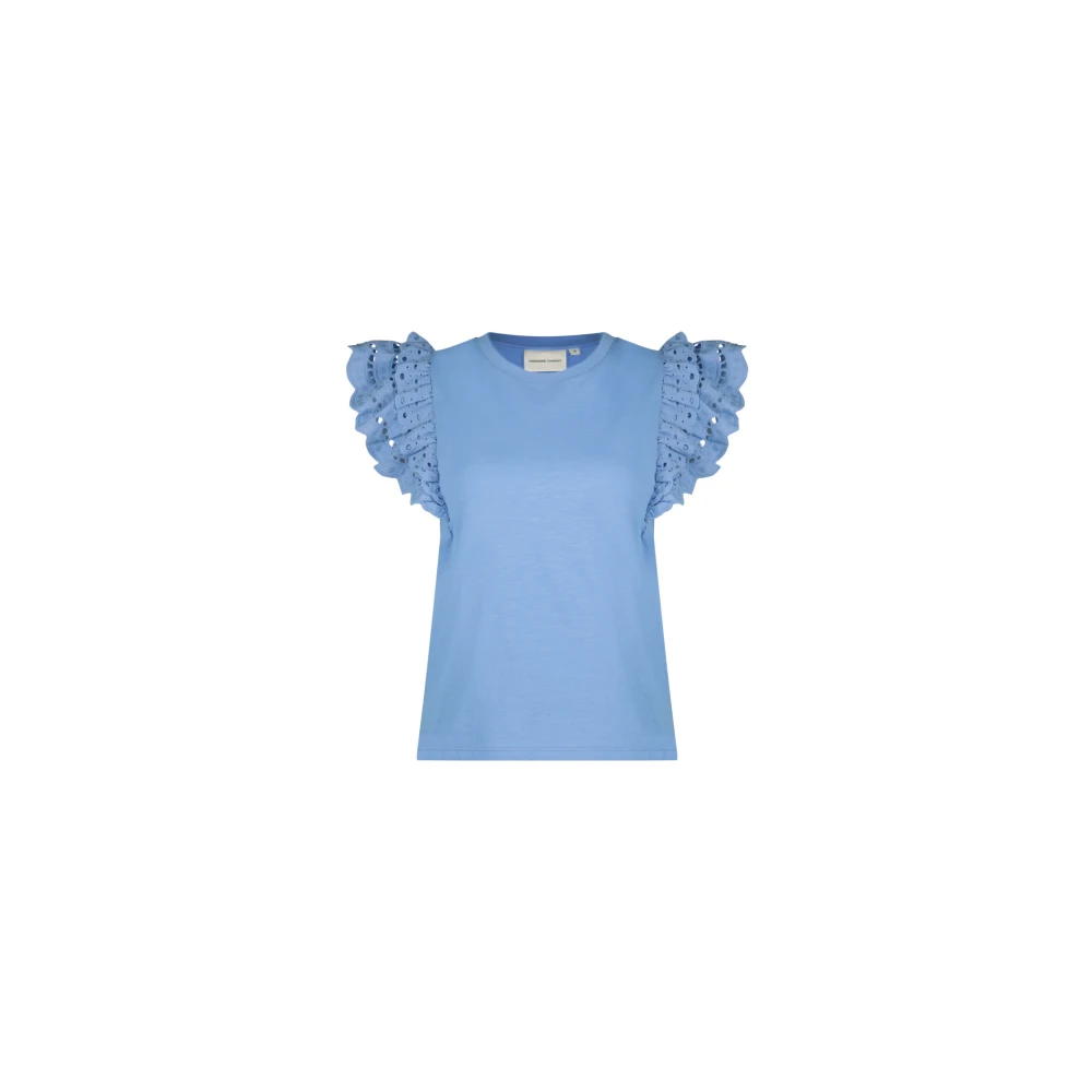 Fabienne Chapot Vlinder Mouw Katoenen T-shirt Blue Dames