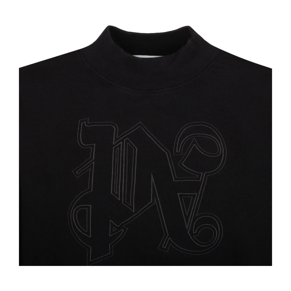 Palm Angels Zwarte Cropped Sweatshirt met Borduursels Black Dames