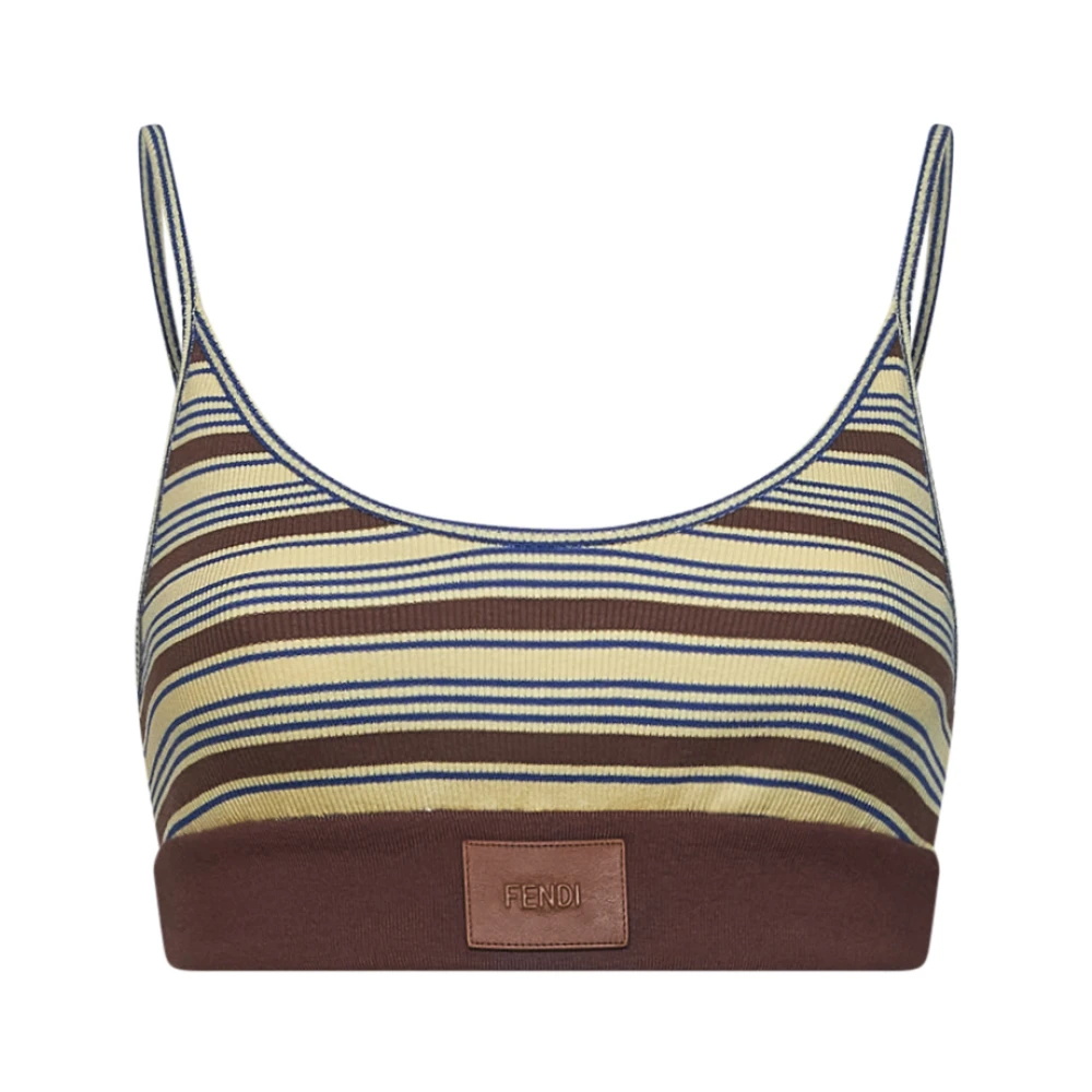 Fendi Sleeveless Tops, Female, L, Cotton Striped Knit Top Multicolor