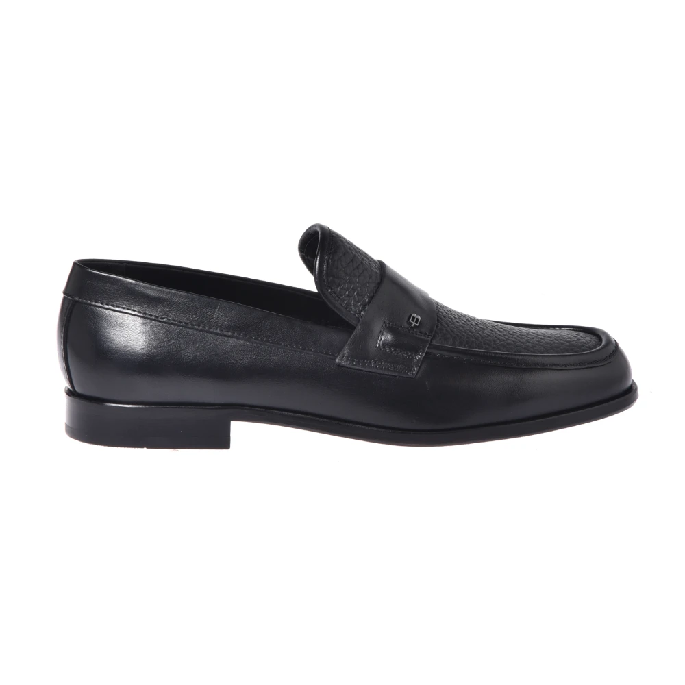 Baldinini Men's Black Loafers, 9 Uk, Leather And Tumbled Leather Loafers