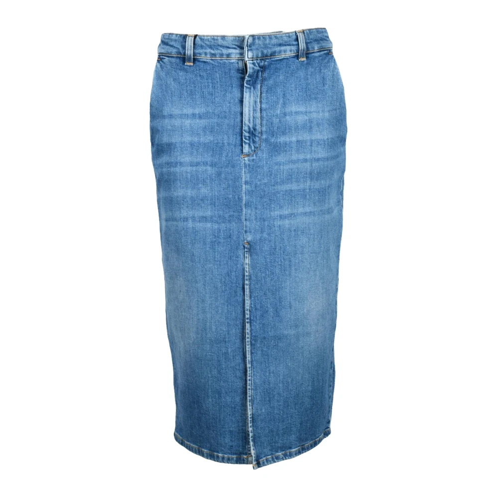 Marella Denim Lange Geknoopte Zak Rok Blue Dames