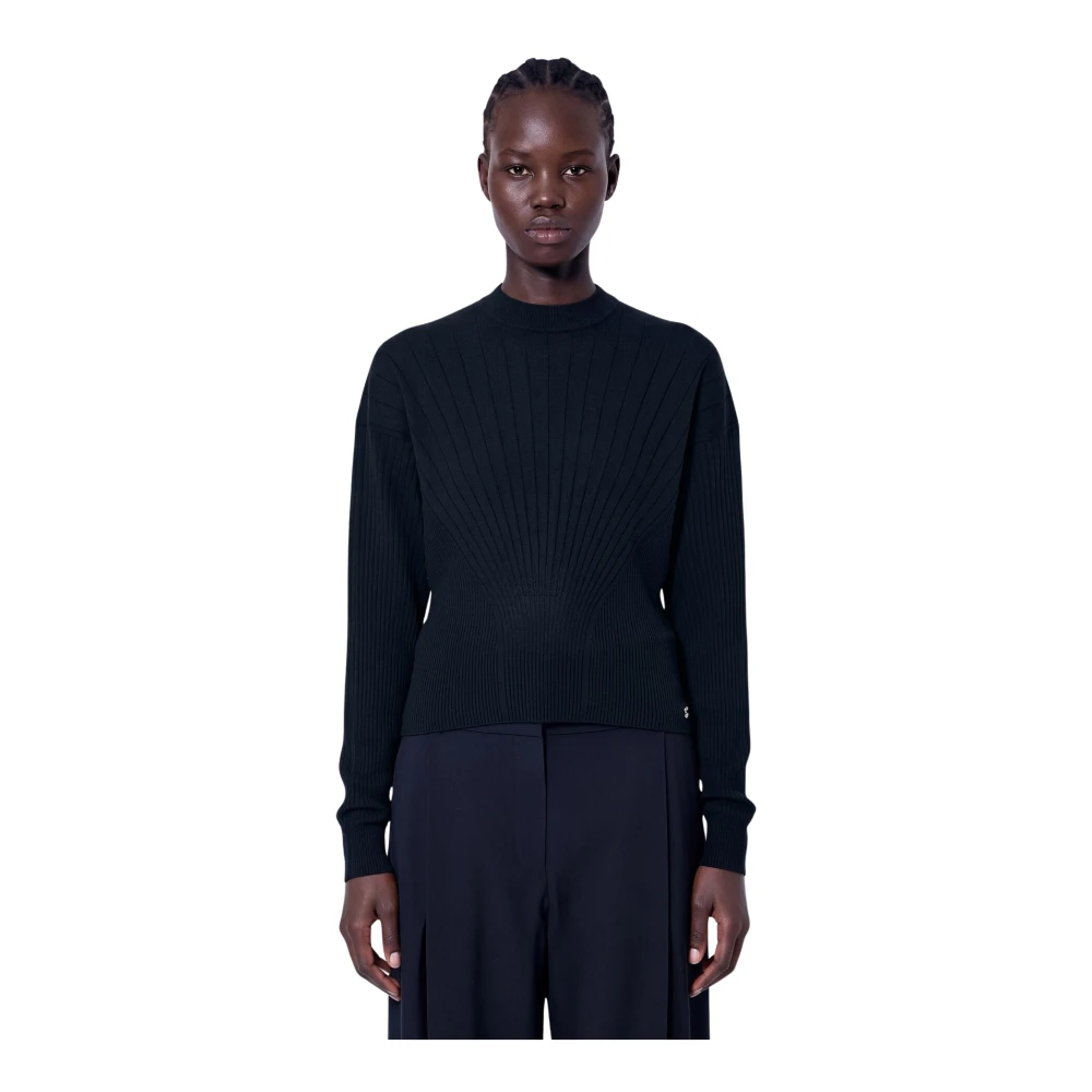 Sportmax Ribbed Knit Jumper - Female - Round-Neck Knitwear - Black - S - Knitwear