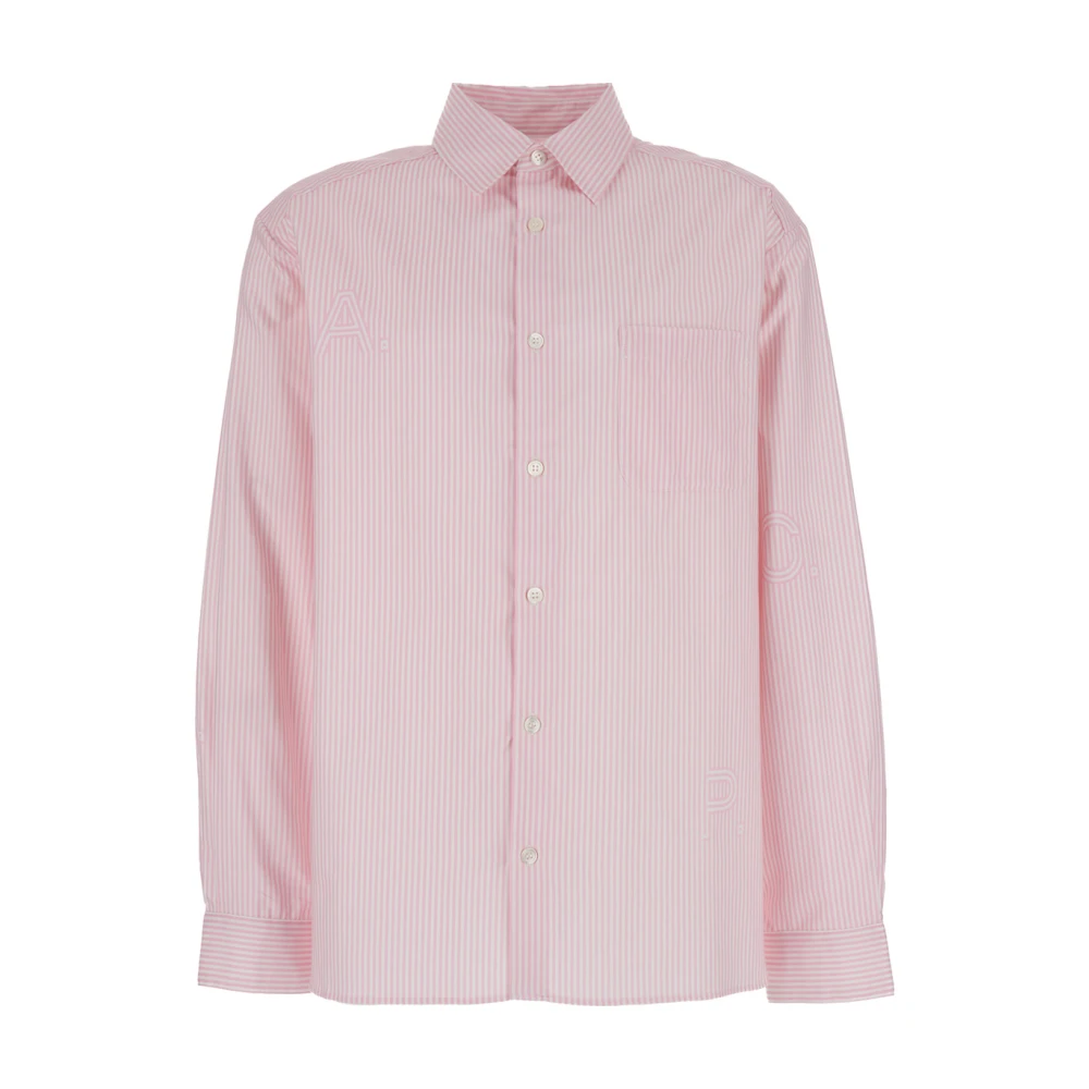 A.p.c. Roze Malo Streep Logo Shirt Pink Heren