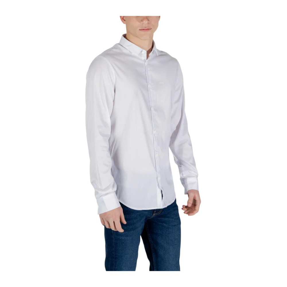 Armani Exchange Stretch Fabric Button-Up Overhemd White Heren