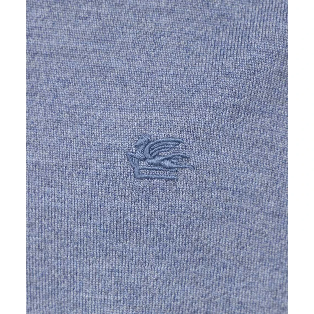 ETRO Geribbelde Virgin Wool Turtleneck Sweater Blue Heren
