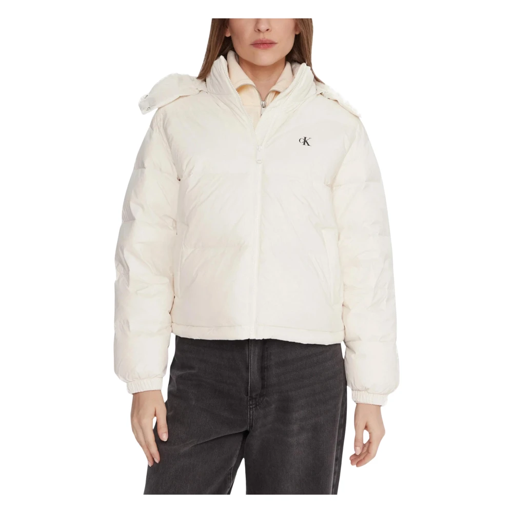 Calvin Klein Jeans Women's White Winter Jackets, L, Essential Midweight Puffer Jacket