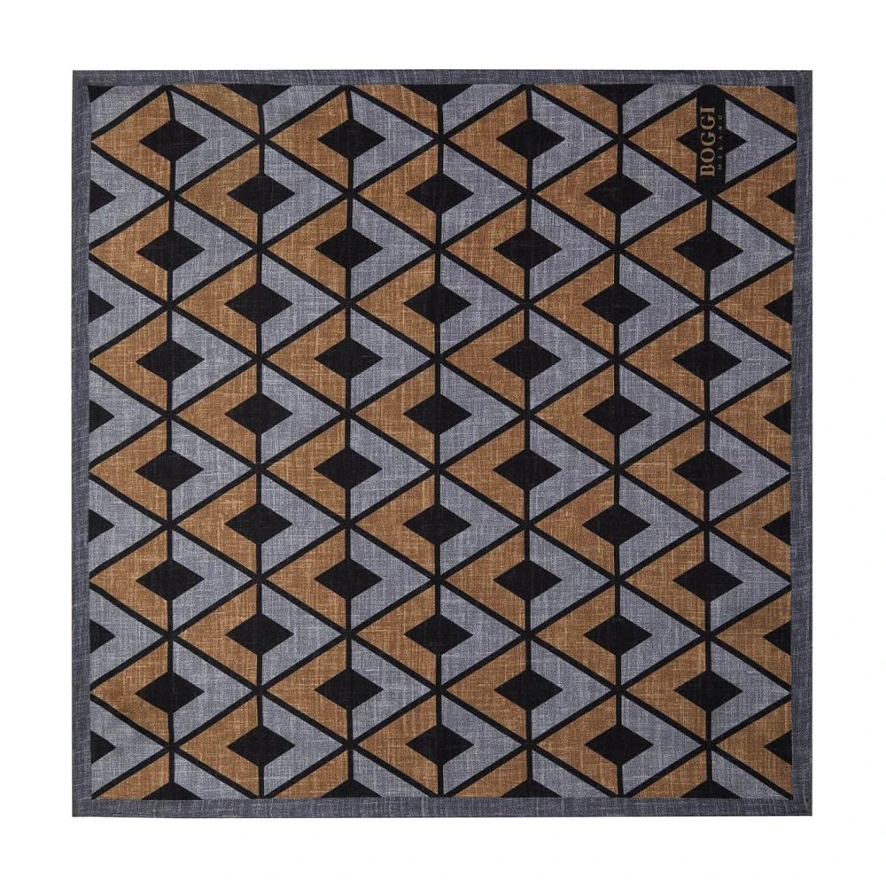 Boggi Milano Zakendoek van zijde met macroprint Multicolor Heren