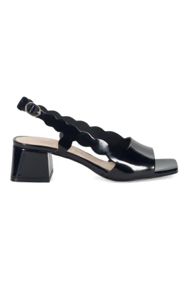 Svarta läderblockklack sandaler