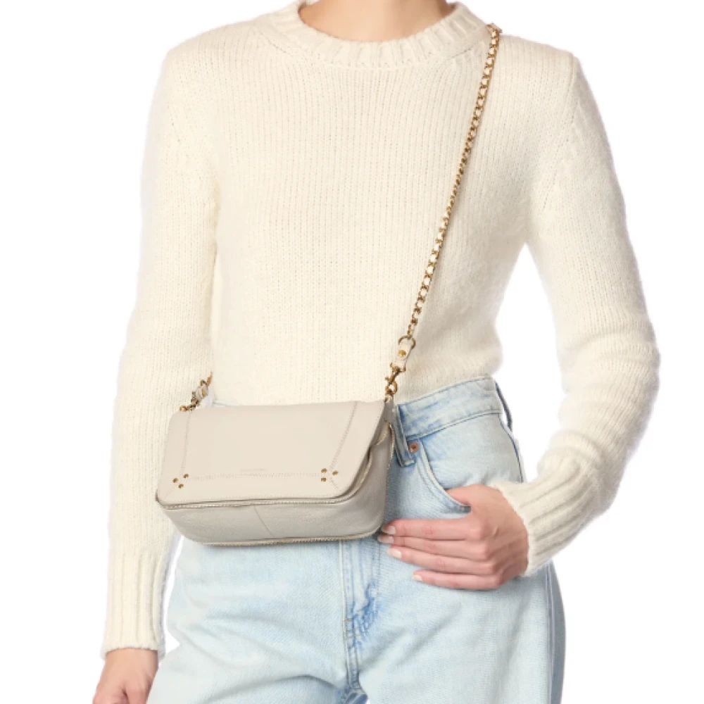 Jérôme Dreyfuss Beige Leren Schoudertas met Ketting Beige Dames