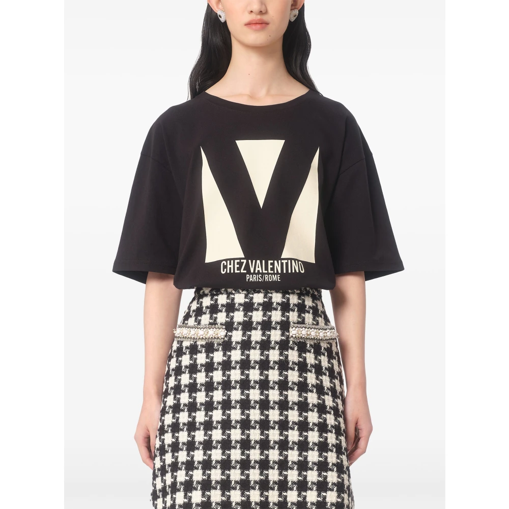 Valentino Garavani Zwarte Jersey Katoenen T-shirts en Polo's Black Dames