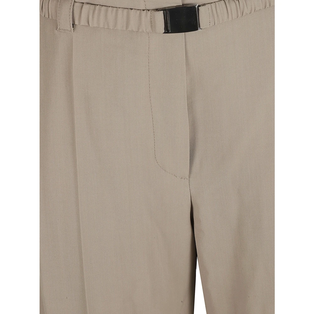 BRUNELLO CUCINELLI Beige Fluid Wool Straight Leg Broek Beige Dames