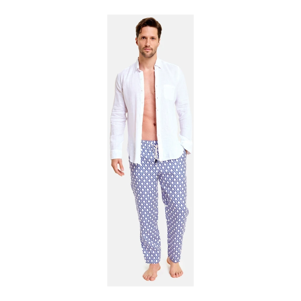 Peninsula Klassieke en Verfijnde Linnen Pantalaccio Blue Heren