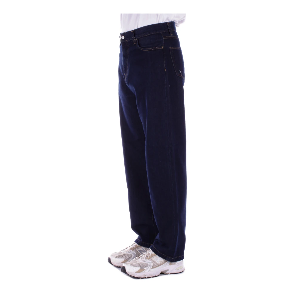 Carhartt WIP Logo Jeans met rits en knoop Black Heren